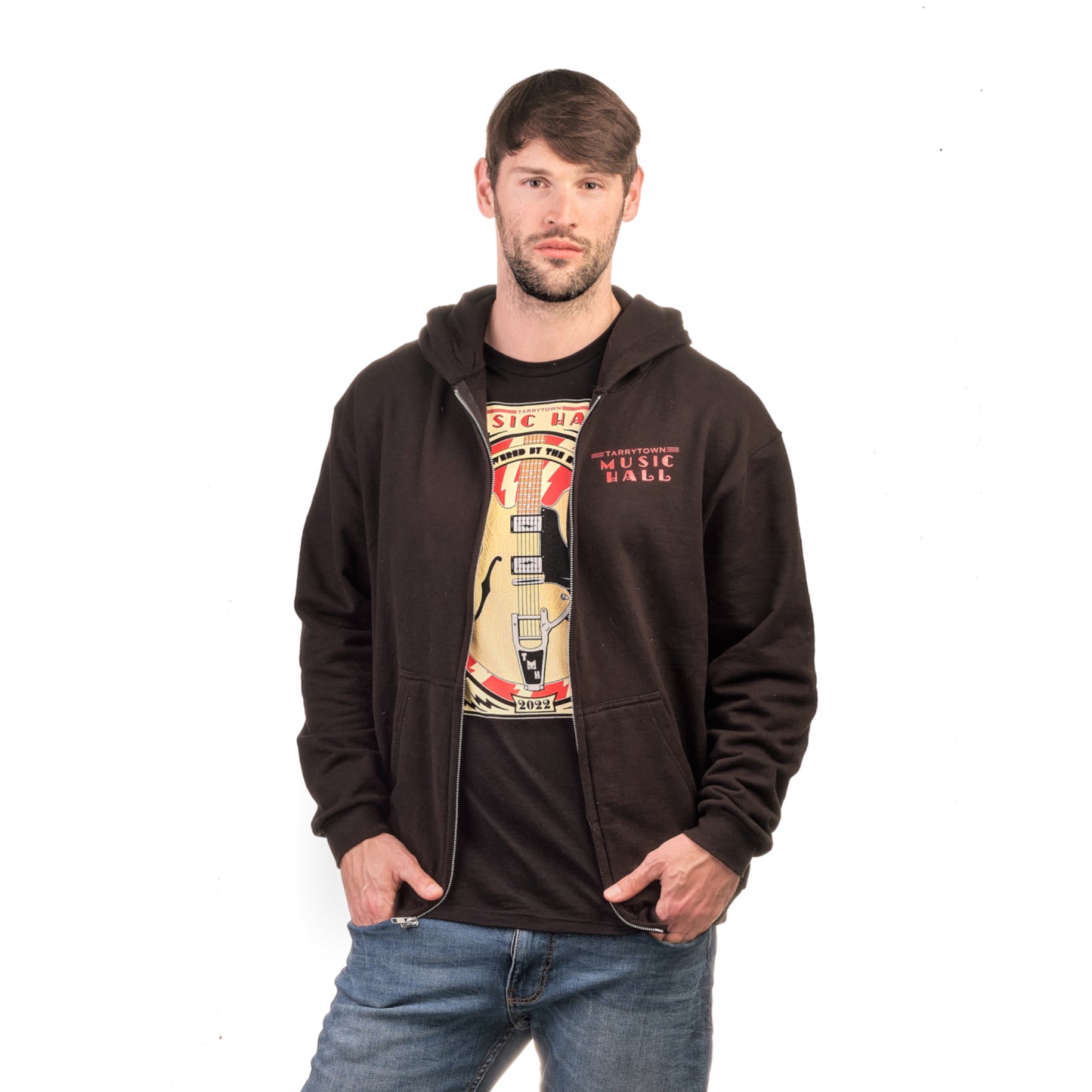 The Music Hall Rocks Zip Front Hoodie Sweatshirt